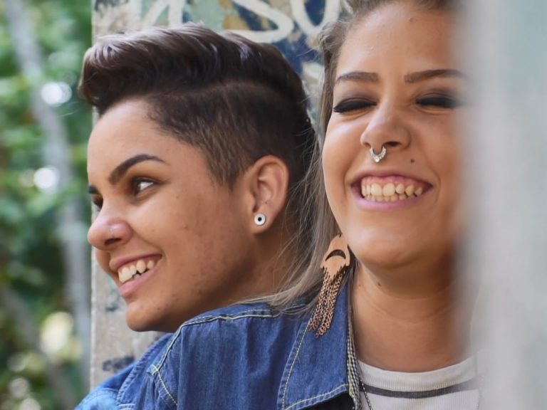 Young people laughing