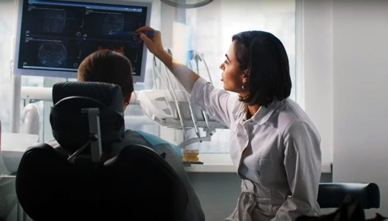 Doctor pointing to scan